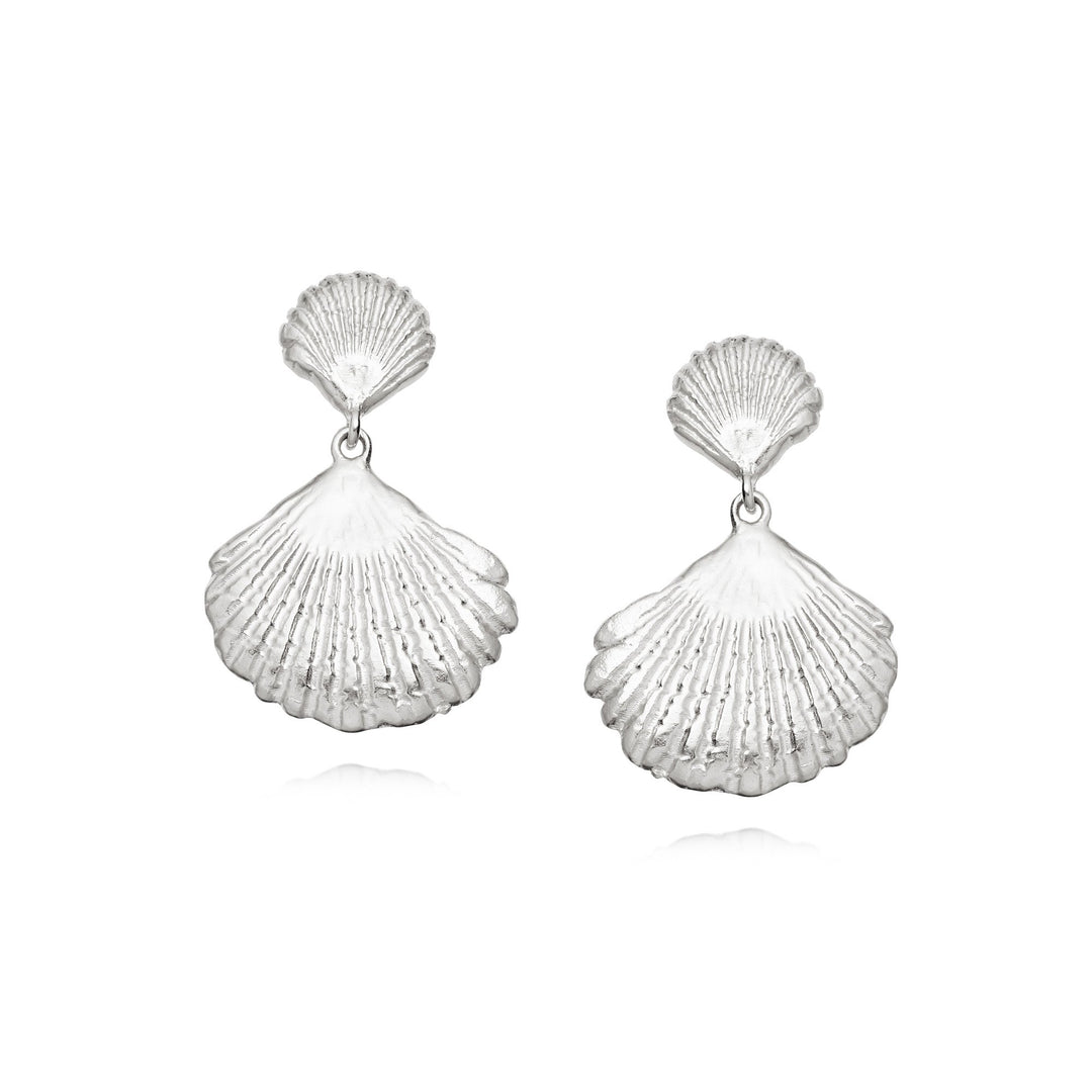 Daisy London - Double Shell Earrings - Silver