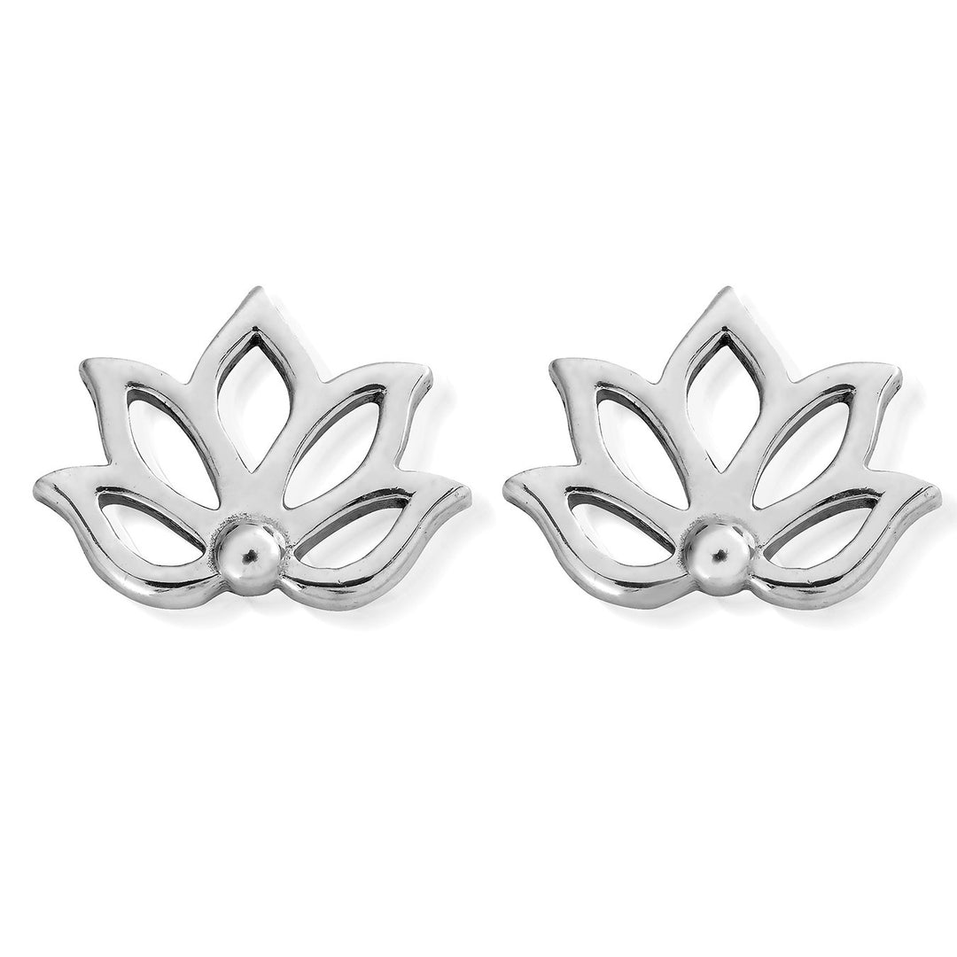 ChloBo - Lotus Stud Earrings - Silver