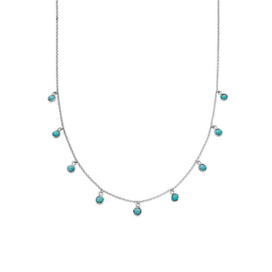 Daisy London - Turquoise Charm Necklace - Silver