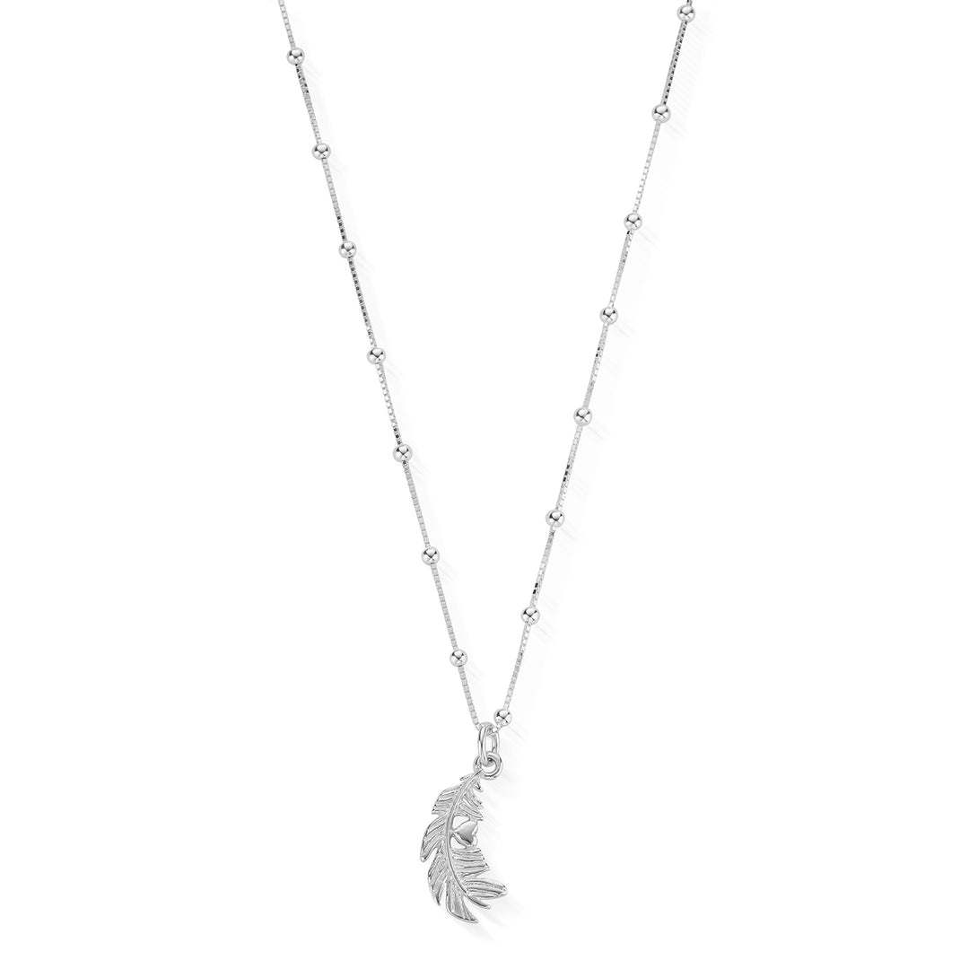 ChloBo - Heart In Feather Necklace - Silver