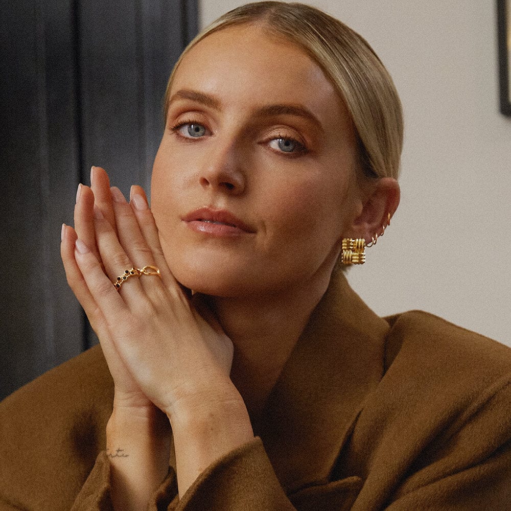 Daisy London - Polly Mini Lattice Stud Earrings - Gold
