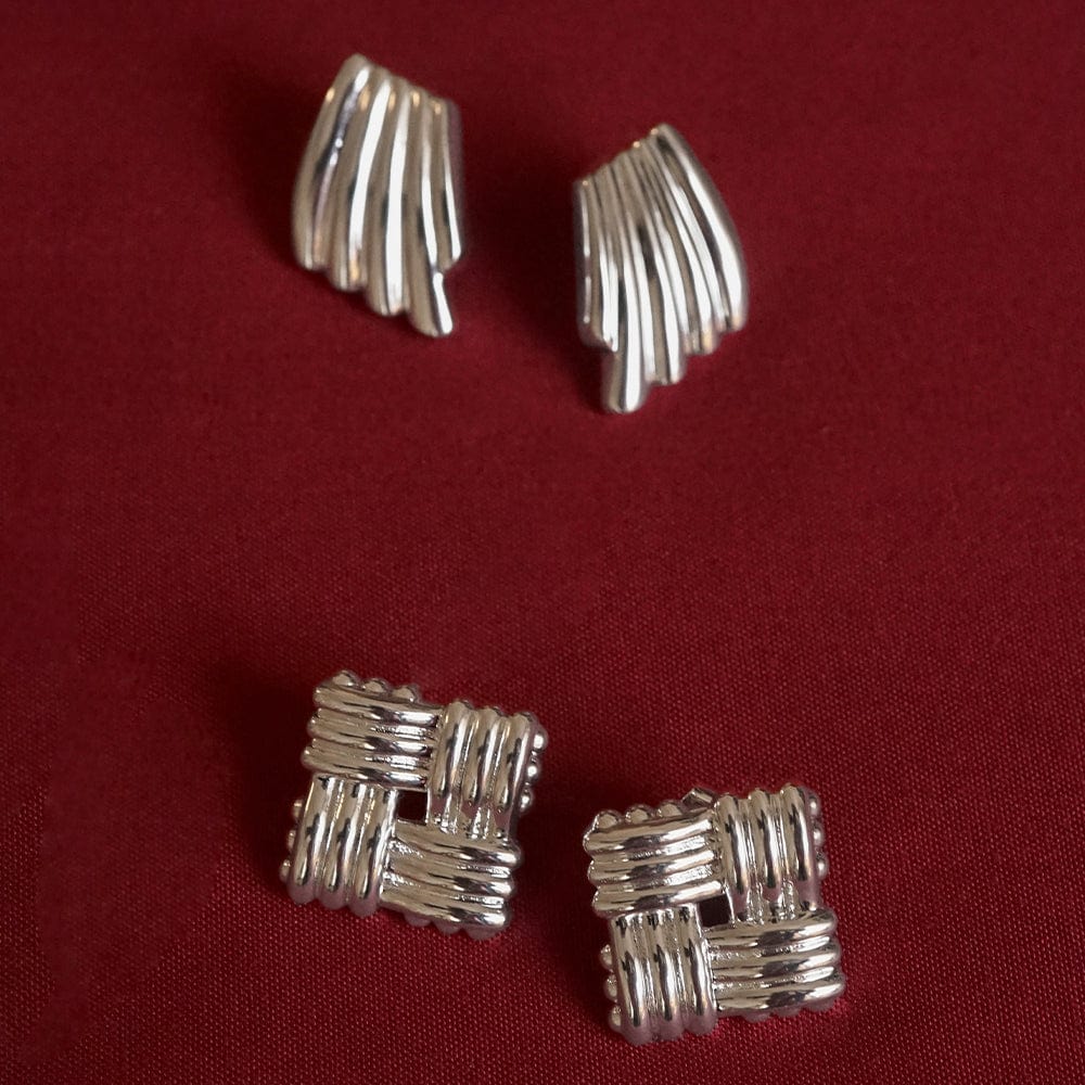 Daisy London - Polly Mini Lattice Stud Earrings - Silver