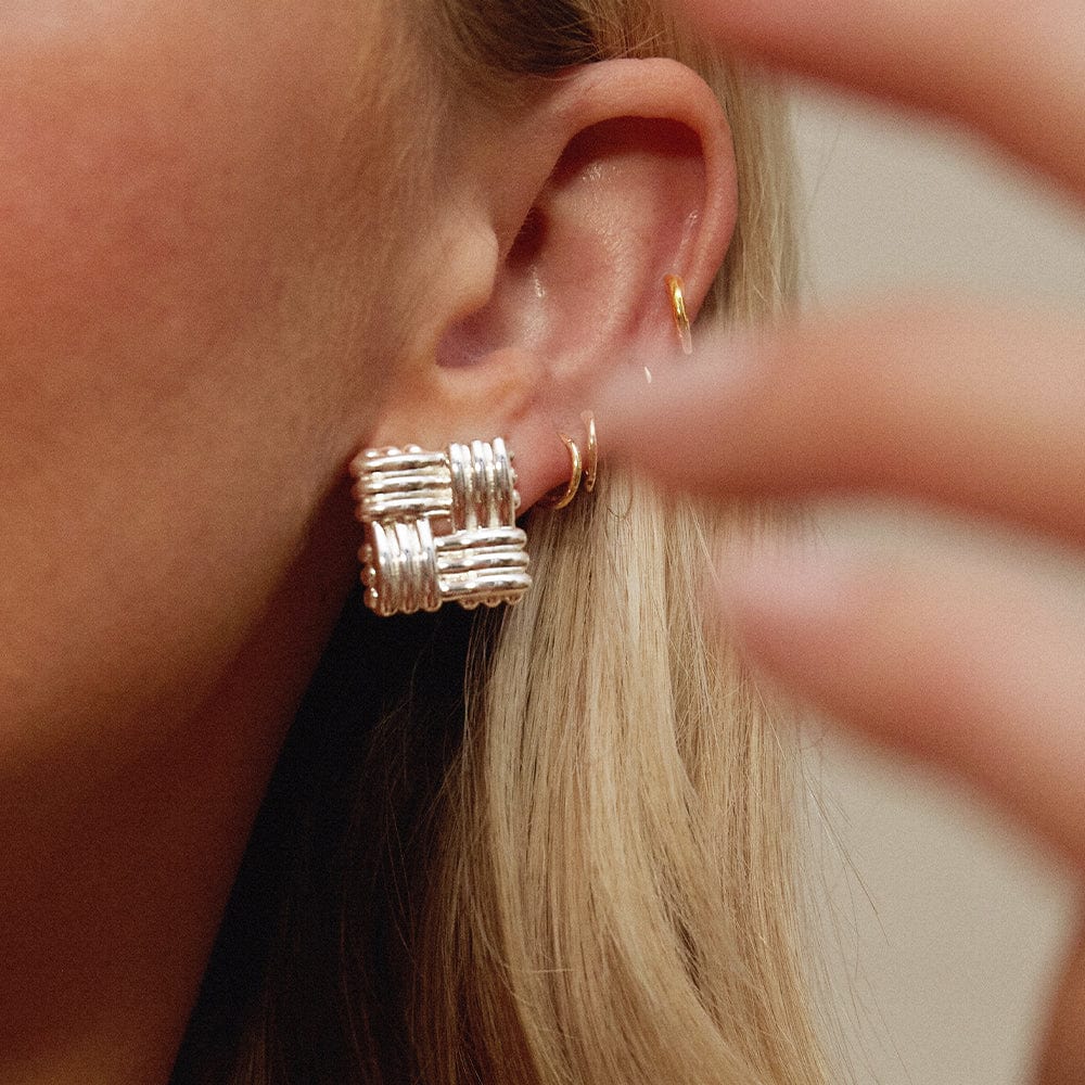 Daisy London - Polly Mini Lattice Stud Earrings - Silver