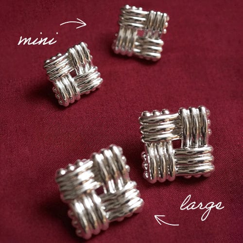 Daisy London - Polly Mini Lattice Stud Earrings - Silver