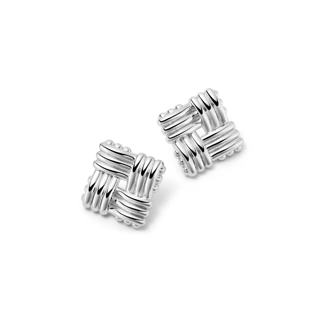 Daisy London - Polly Mini Lattice Stud Earrings - Silver