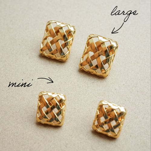 Daisy London - Polly Mini Woven Square Stud Earrings - Gold