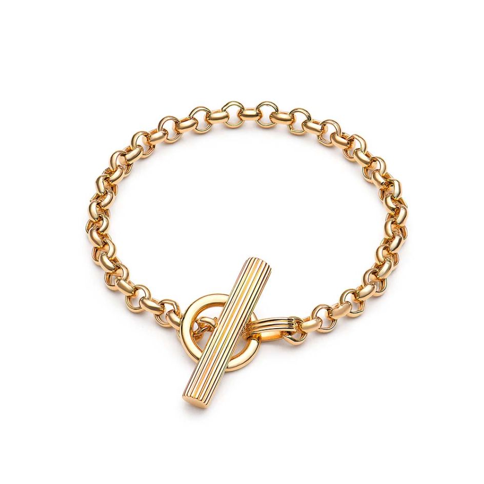 Rachel Jackson - Chunky Personalised T-Bar Bracelet - Gold