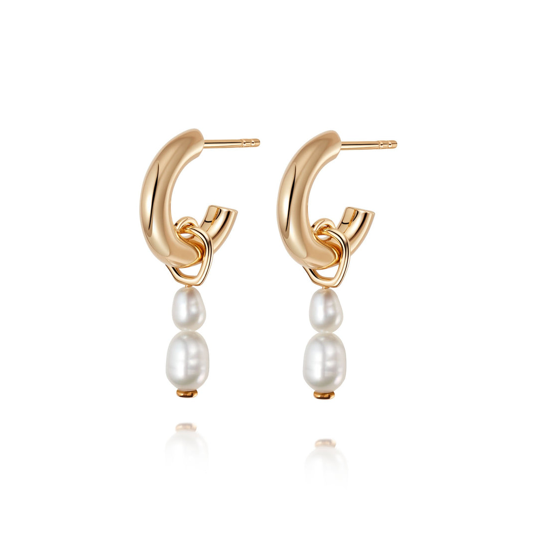 Daisy London - Double Baroque Pearl Hoop Earrings - Gold