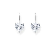 Thomas Sabo - White Heart-Shaped CZ Drop Earrings - Silver
