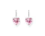 Thomas Sabo - Pink Heart-Shaped CZ Drop Earrings - Silver