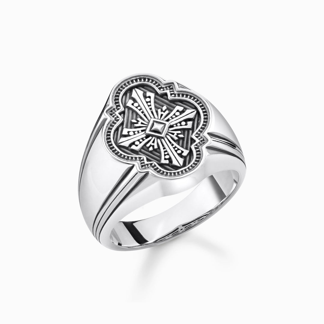 Thomas Sabo - Engraved Cross Signet Ring - Silver