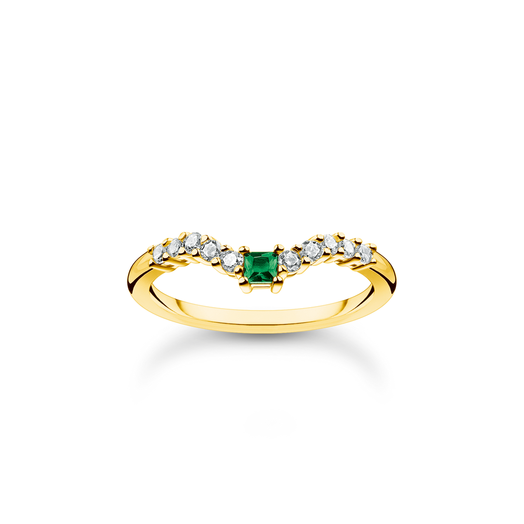 Thomas Sabo - Green and White Stones Ring - Gold