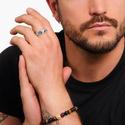 Thomas Sabo - Rhombus Pattern and Black Zirconia Ring - Silver