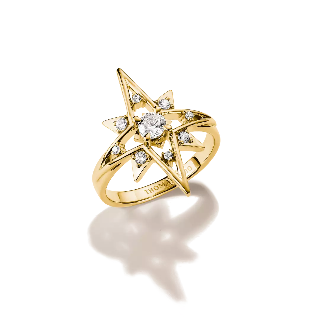 Thomas Sabo - Midnight Skies Star Ring With White Zirconia - Gold
