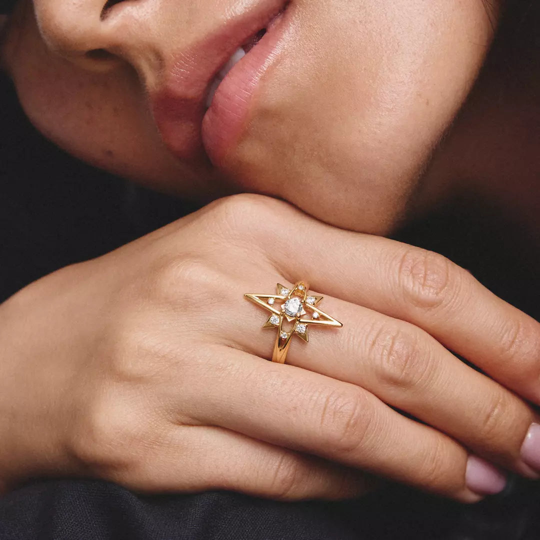 Thomas Sabo - Midnight Skies Star Ring With White Zirconia - Gold