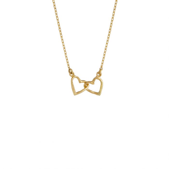 Hallmark Diamonds Interlocking Hearts Necklace 1/5 ct tw 10K Yellow Gold  18