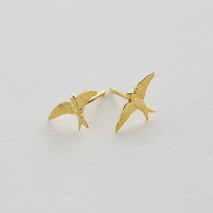 Alex Monroe - Teeny Tiny Swallow Stud Earrings - Gold