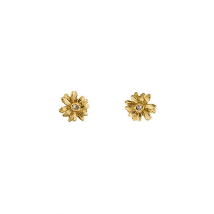 Alex Monroe - Teeny Tiny Diamond Daisy Stud Earrings - Gold