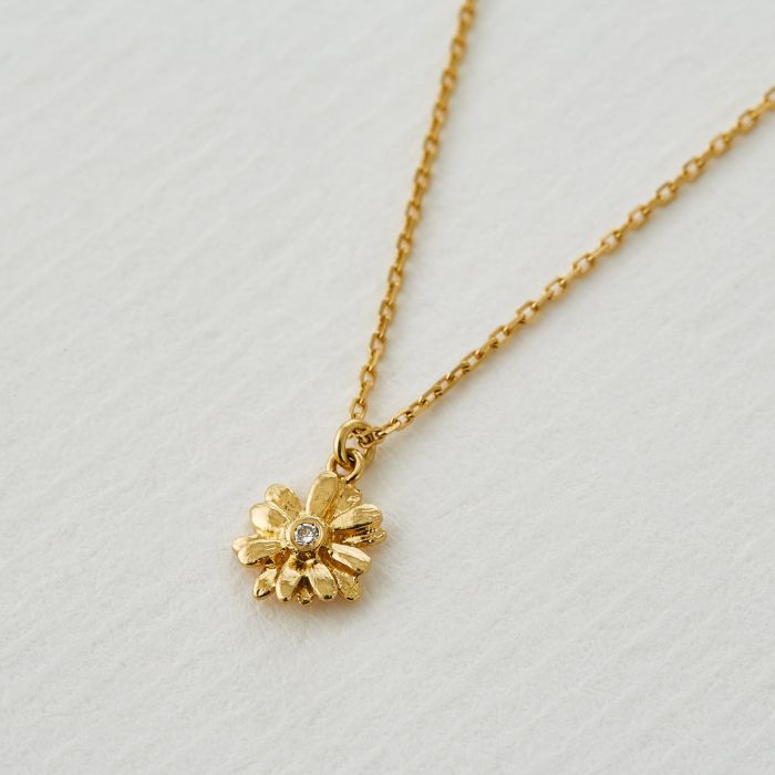 Alex Monroe - Teeny Tiny Diamond Daisy Necklace - Gold