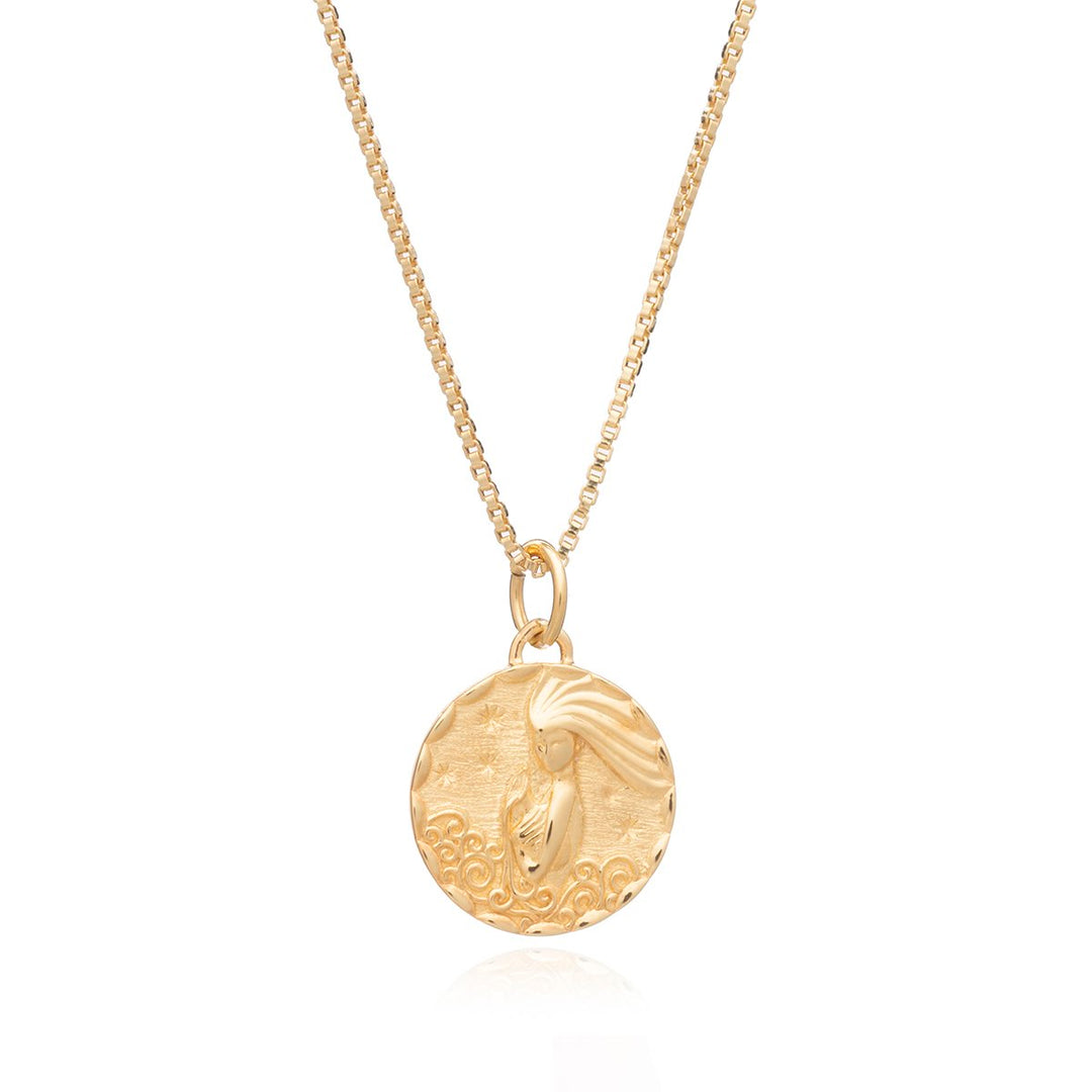 Rachel Jackson - Zodiac Art Coin Necklace Aquarius - Gold