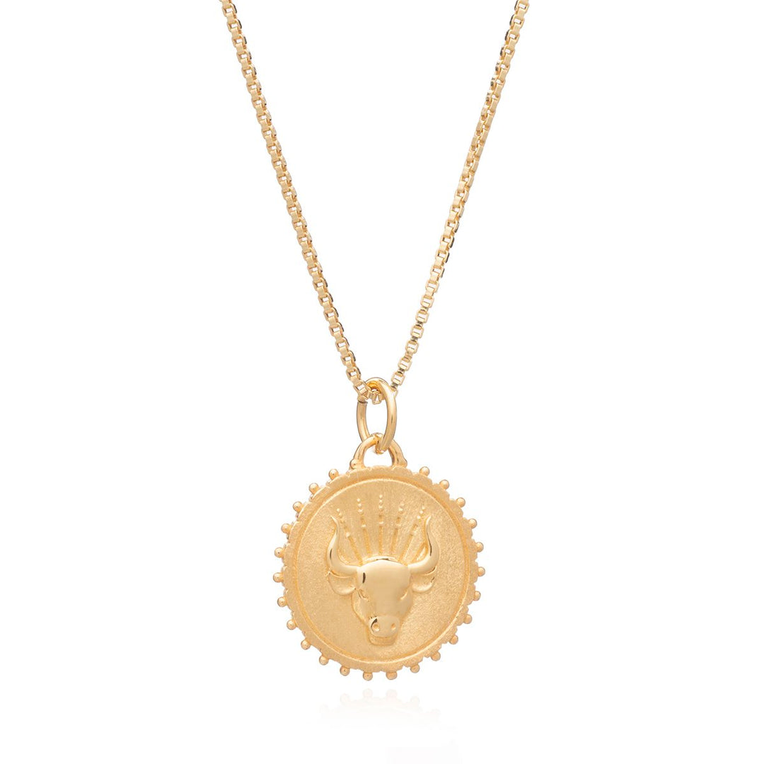 Rachel Jackson - Zodiac Art Coin Necklace Taurus - Gold