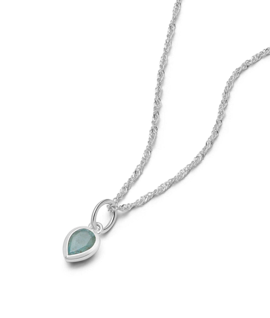 Daisy London - Birthstone Necklace - Aquamarine March - Silver