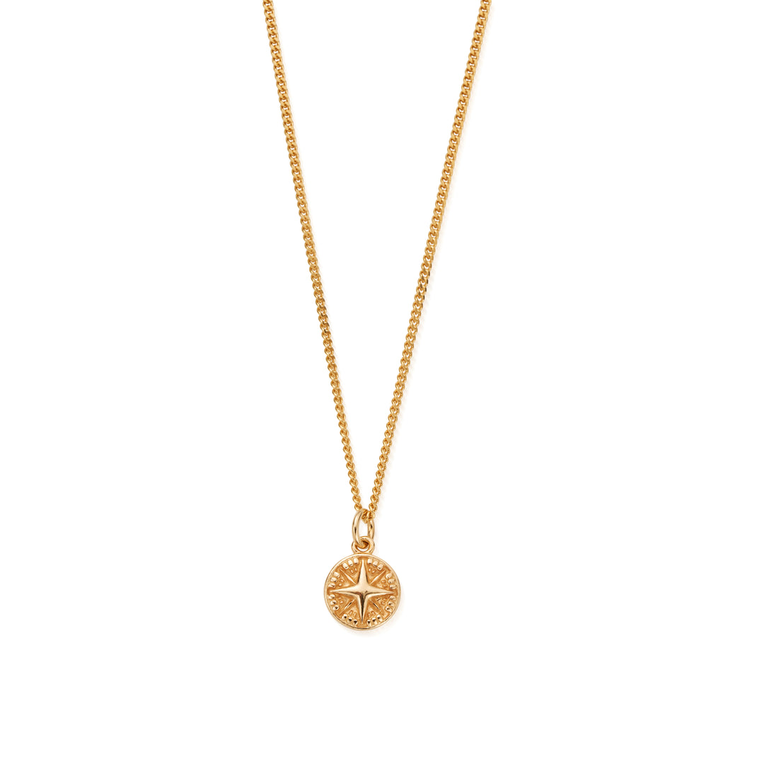 ChloBo - Men's Curb Chain Compass Necklace - Gold