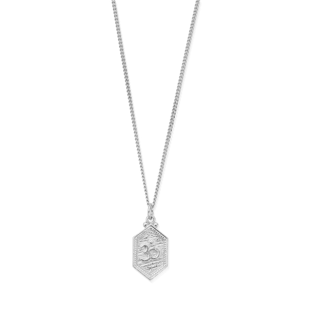 ChloBo - Men's Curb Chain Om Necklace - Silver