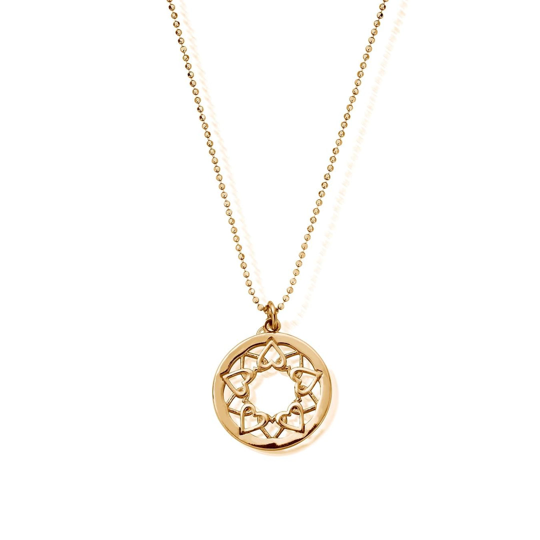 ChloBo - Heart Mandala Necklace with Diamond Cut Chain - Gold