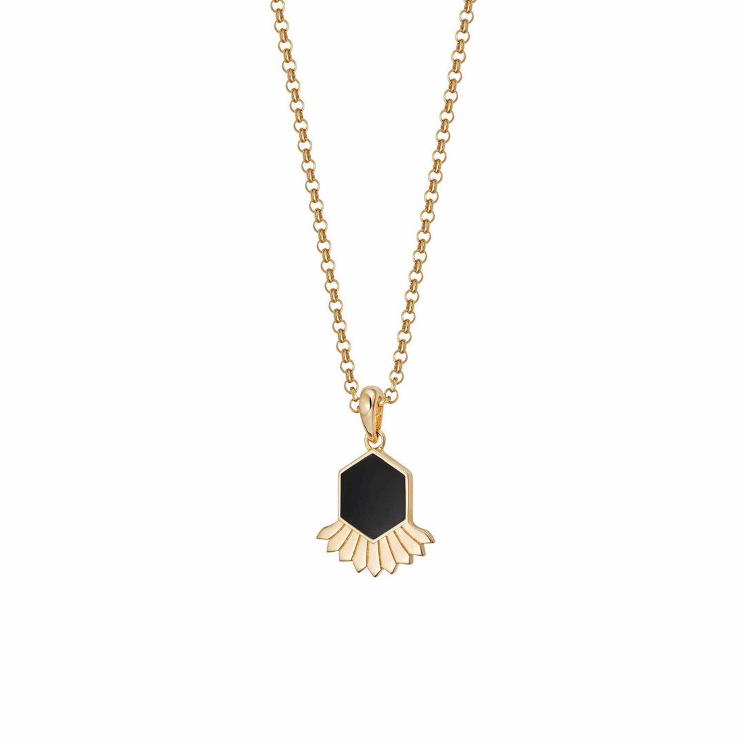 Daisy London - Hexagon Palm Fan Necklace - Gold