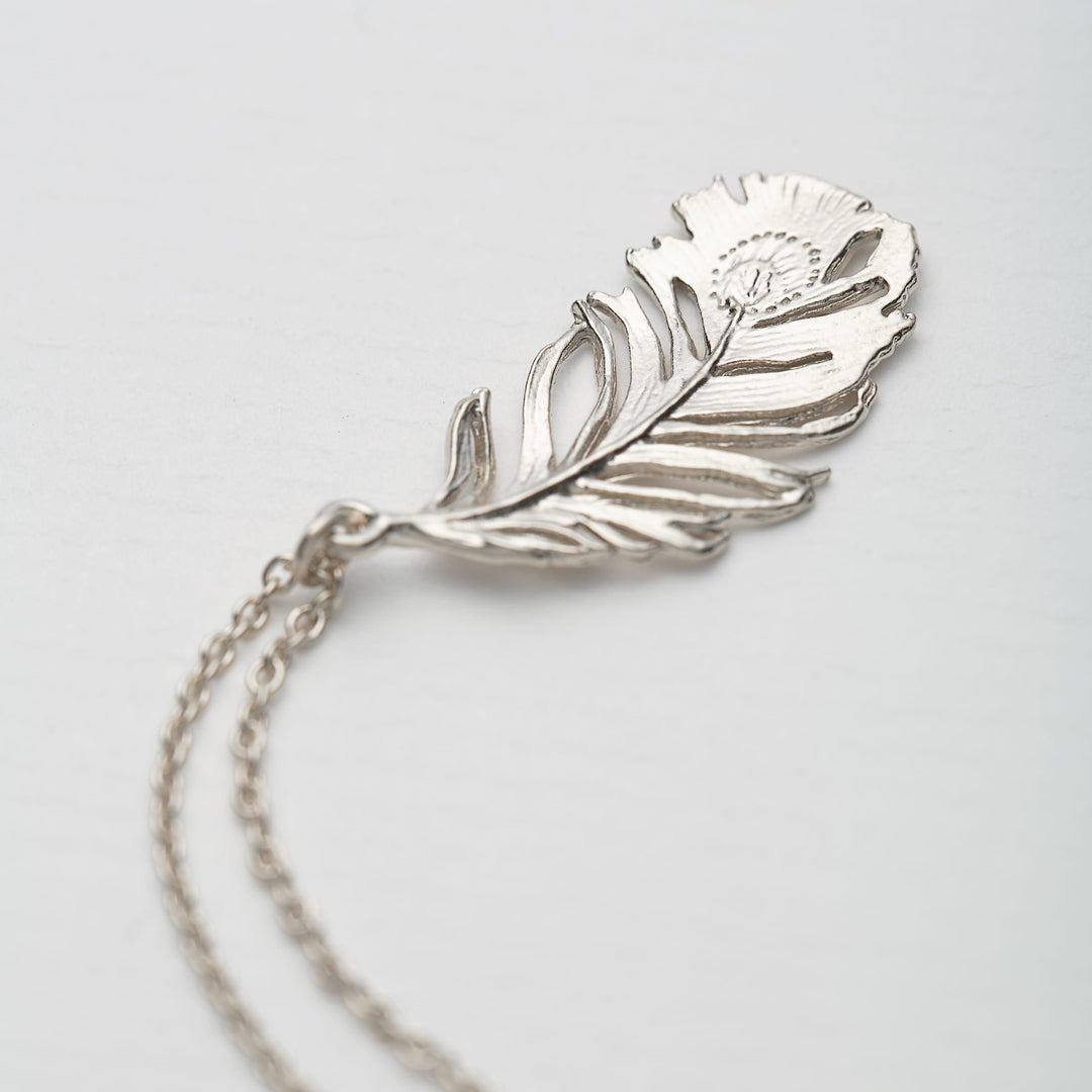Alex Monroe - Peacock Feather Necklace - Silver