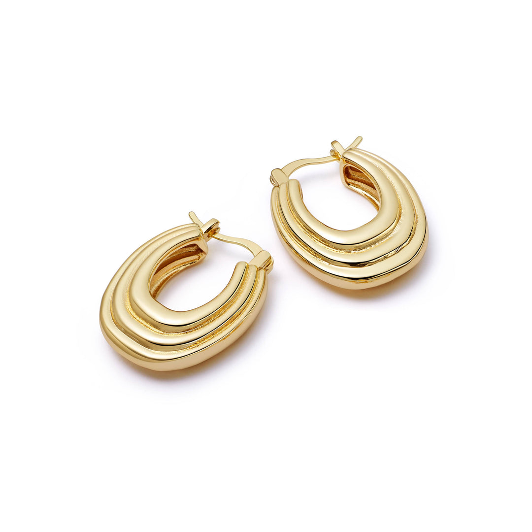 Daisy London - Polly Newman Mini Ridge Hoop Earrings  - Gold