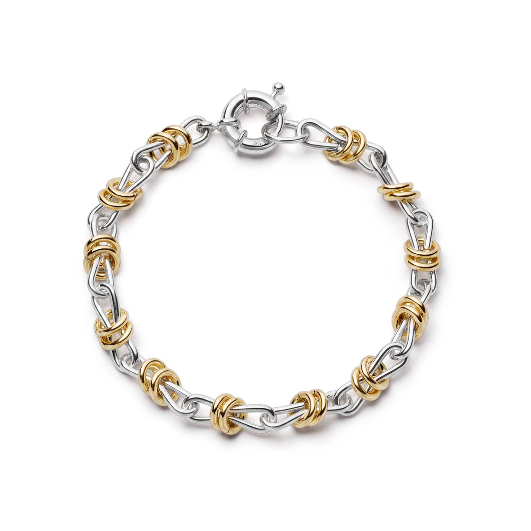 Daisy London - Polly Newman Mixed Metal Knot Chain Bracelet - Gold & Silver
