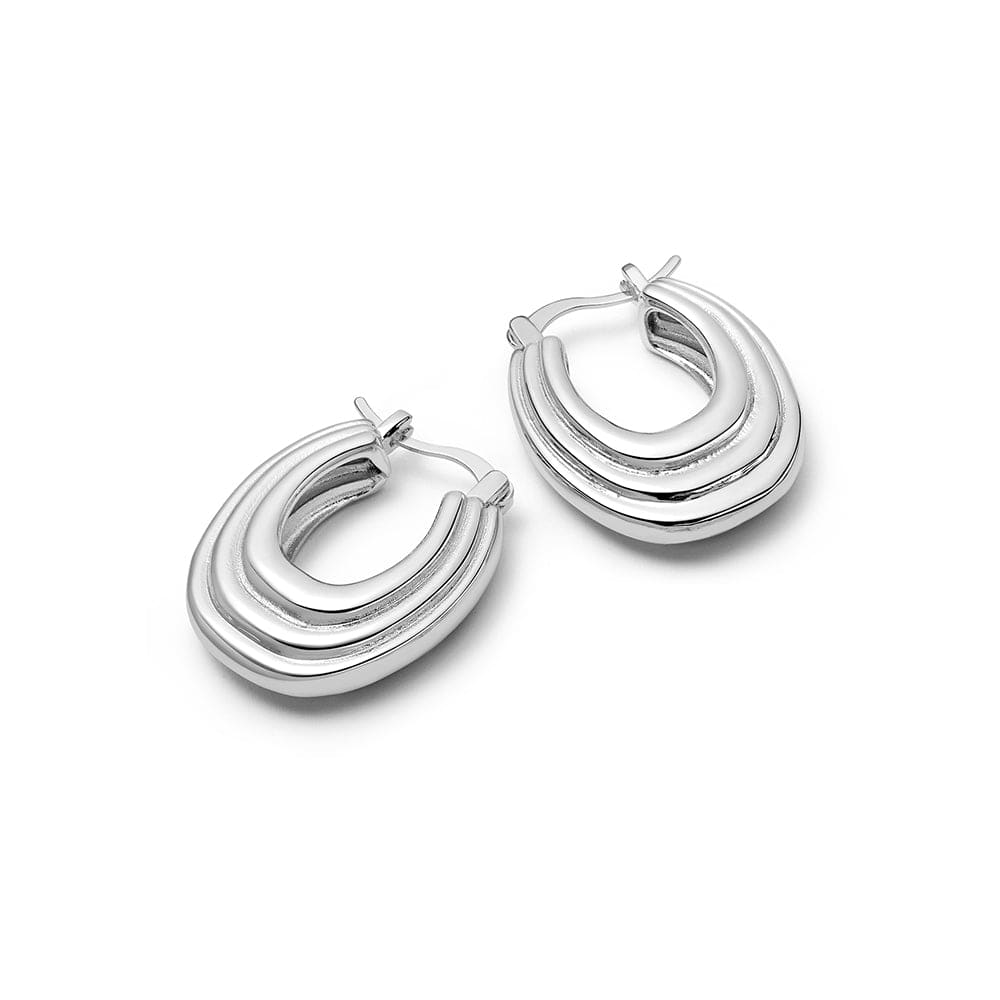 Daisy London - Polly Newman Mini Ridge Hoop Earrings - Silver