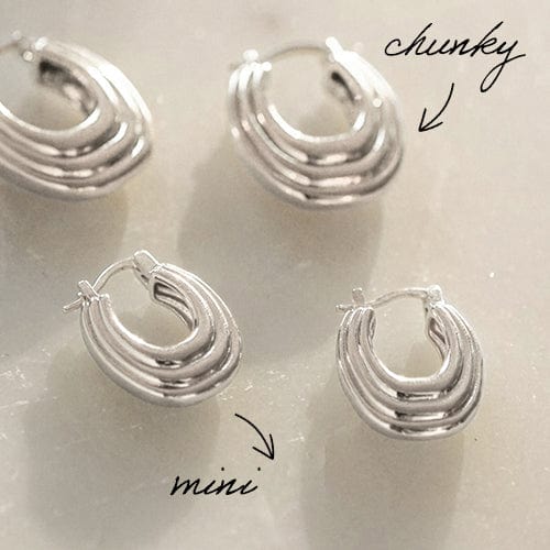 Daisy London - Polly Newman Mini Ridge Hoop Earrings - Silver