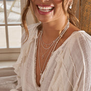 ChloBo - Delicate Cube Chain Interlocking Love Heart Necklace - Silver